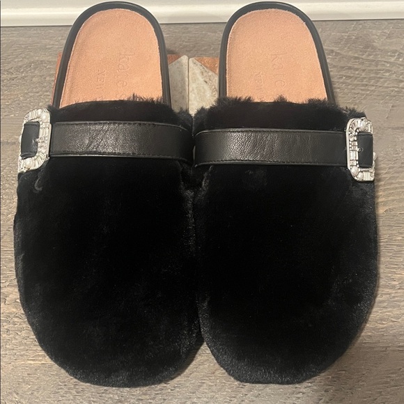 Kate Spade Cici Faux Fur Mules with Embellished Buckle NWOT Size 8 - Picture 2 of 7
